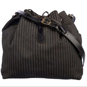 Fendi Pequin Drawstring Hobo Bag